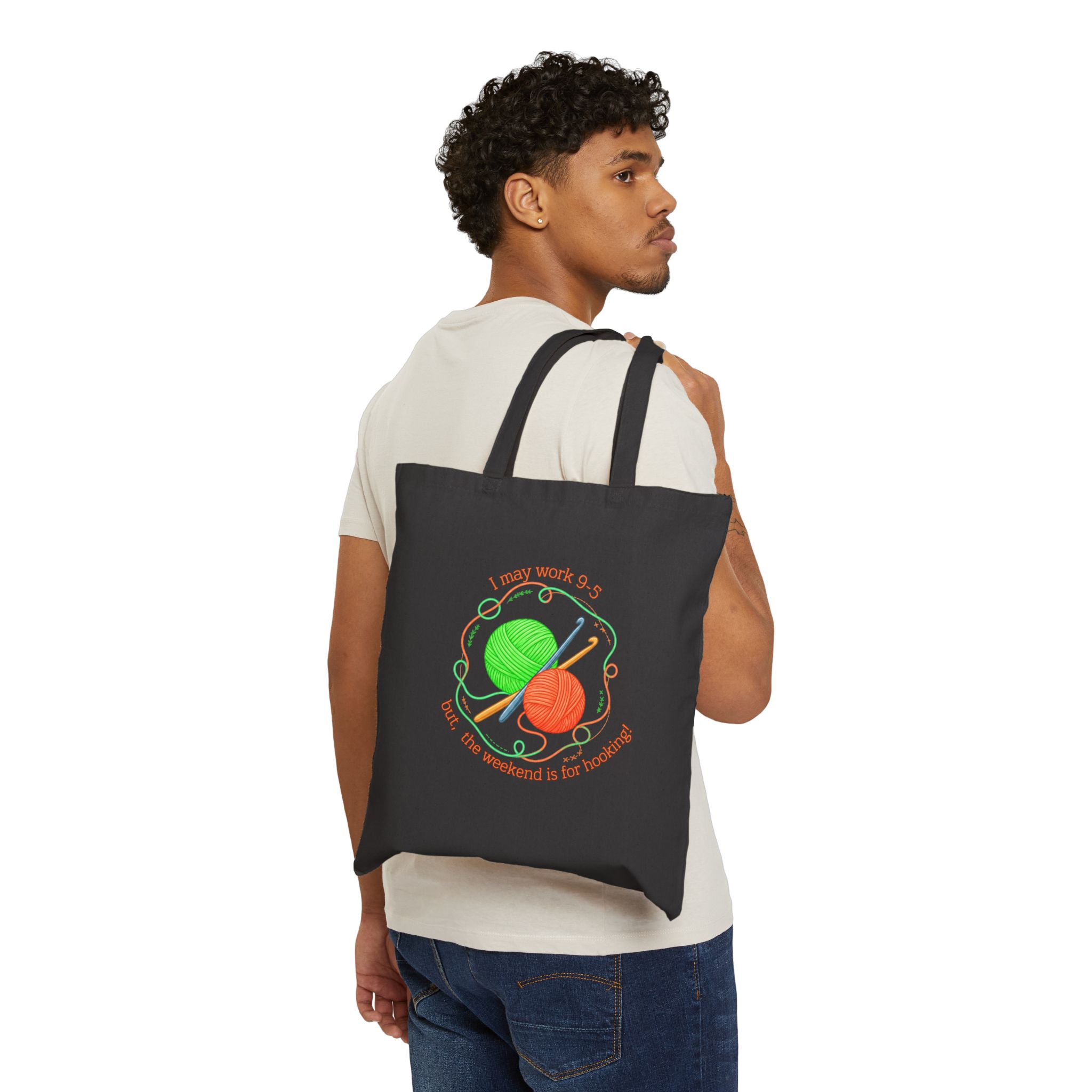 Weekend Hooking Canvas Tote Bag - Image 6