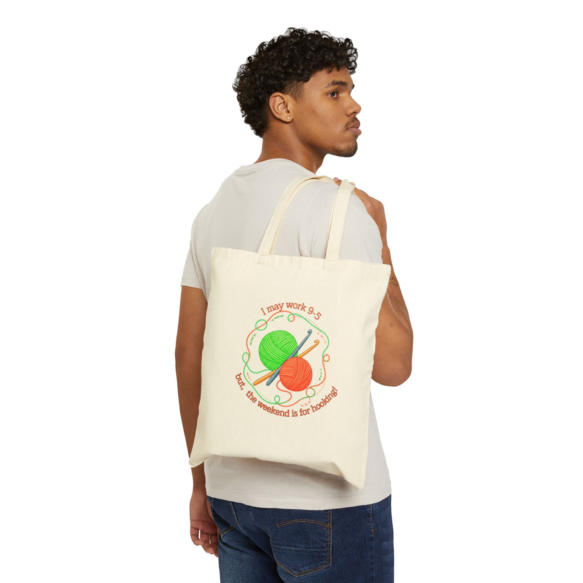Weekend Hooking Canvas Tote Bag - Image 3